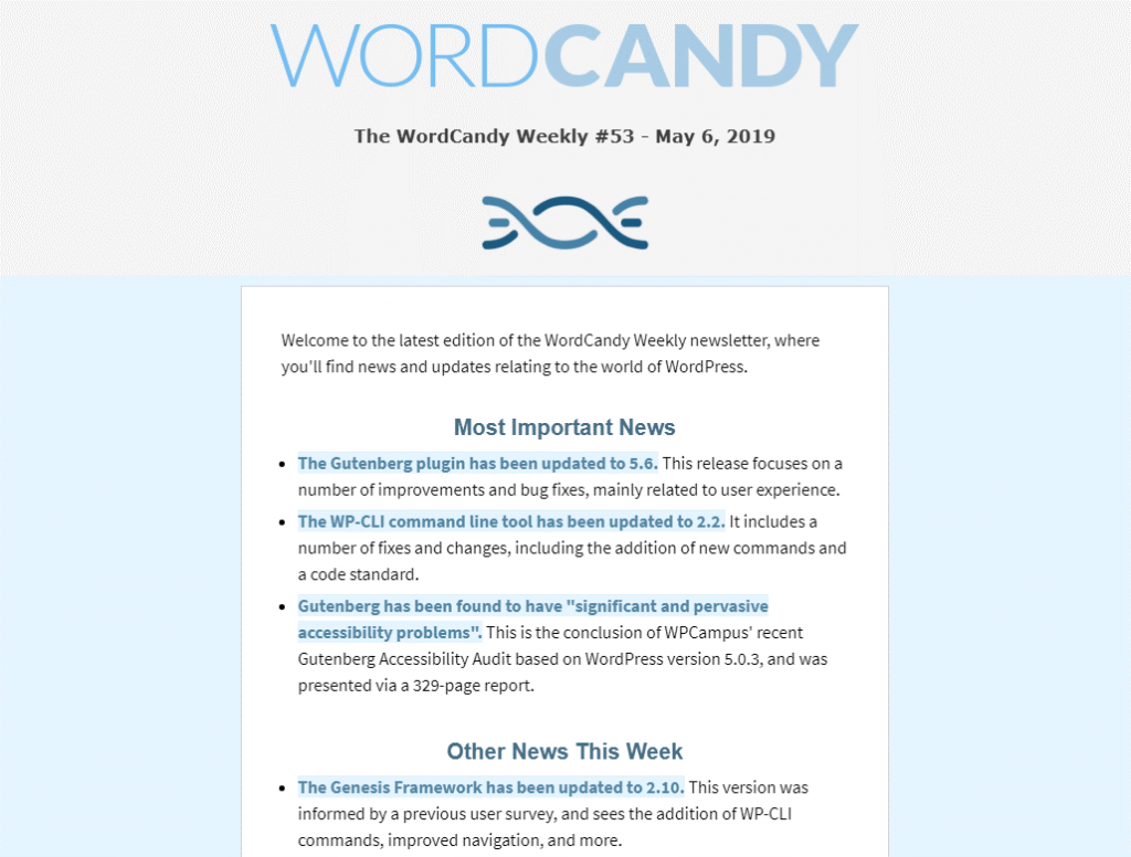 wordcandy weekly newsletter