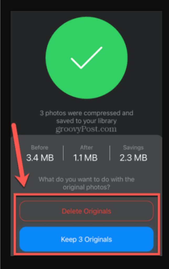 Compress Photos and Pictures ios app setting