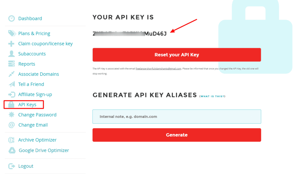 activate shortpixel WordPress plugin API key