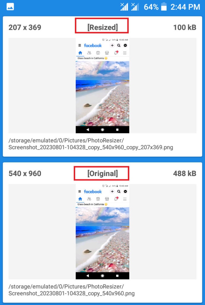 image size reduction using Photo and Picture Resizer App 1 2