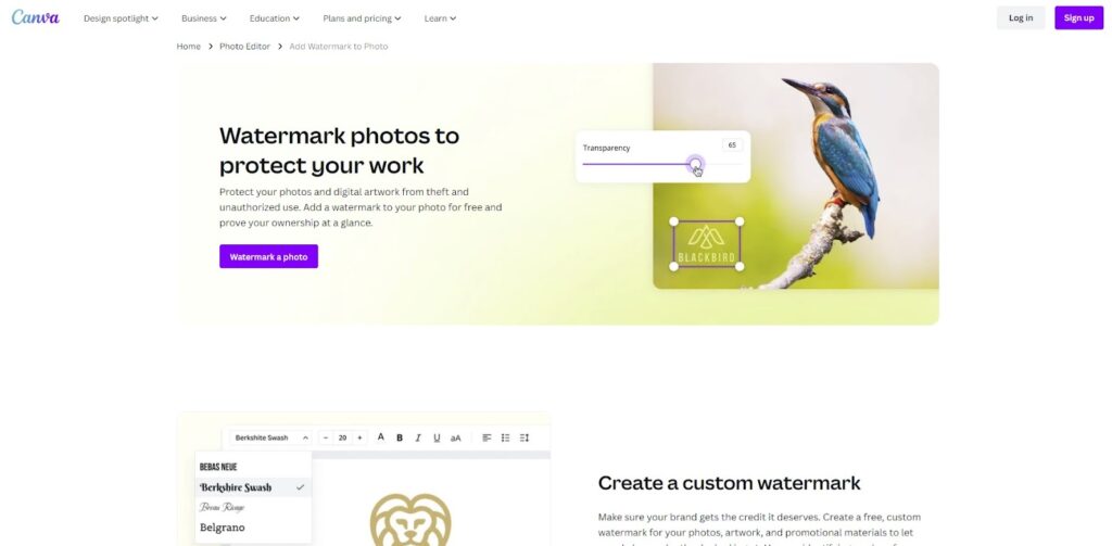 Create a custom watermark online to watermark your images
