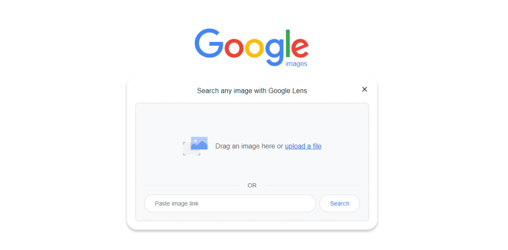 Reverse search the image by clicking on upload or dragging the image to the allocated space