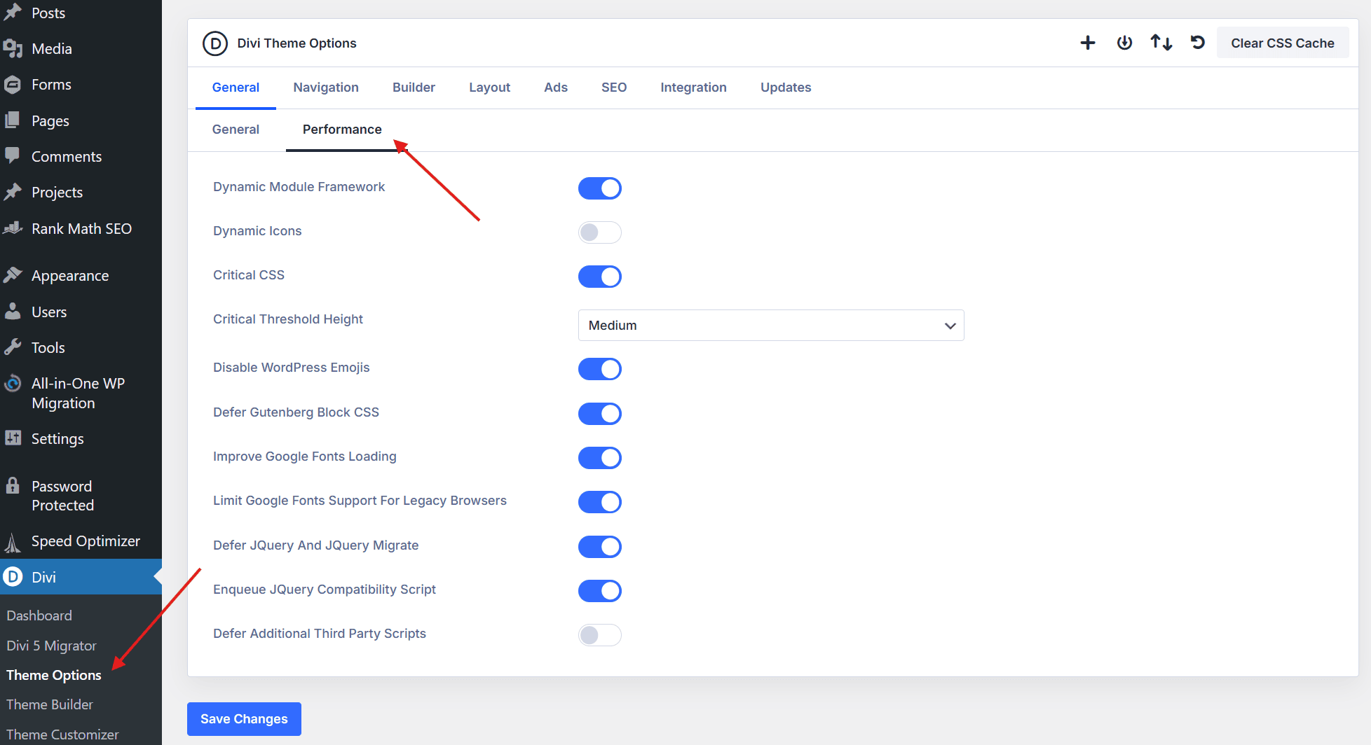 How to Optimize WordPress Sites Built With Theme Builders divi performance settings