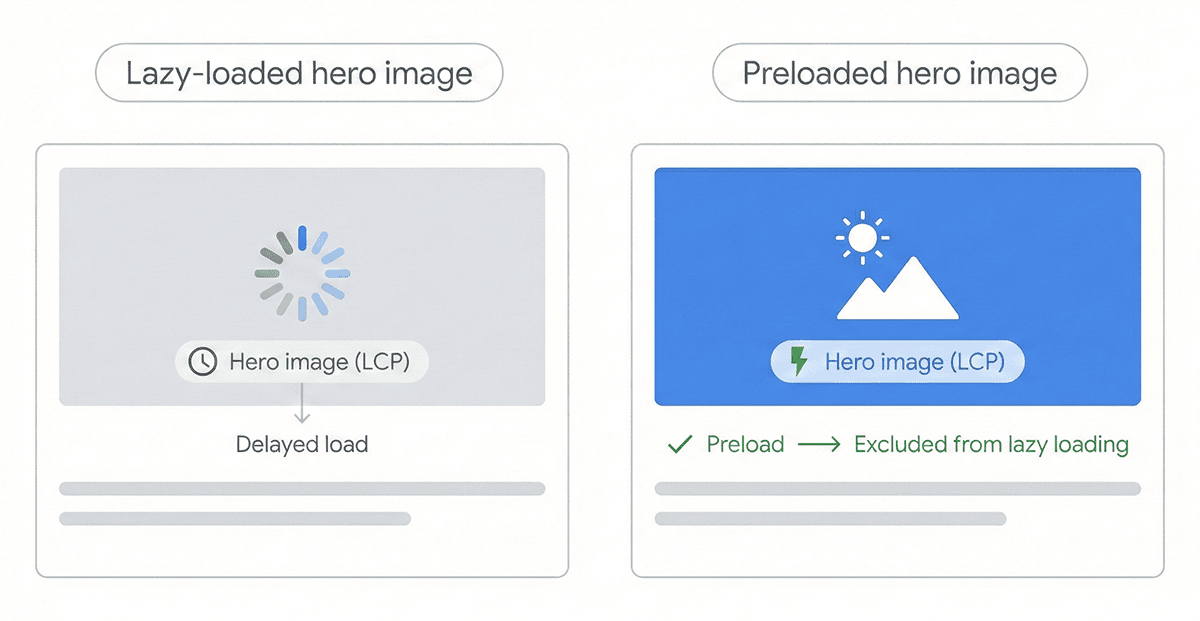 20 Common Elementor Performance Problems and How to Fix Them lazy loaded vs preloaded lcp image