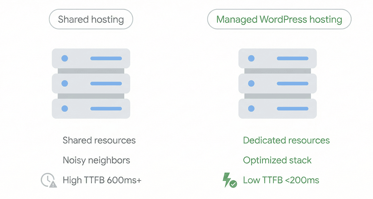 20 Common Elementor Performance Problems and How to Fix Them shared vs managed wordpress hosting
