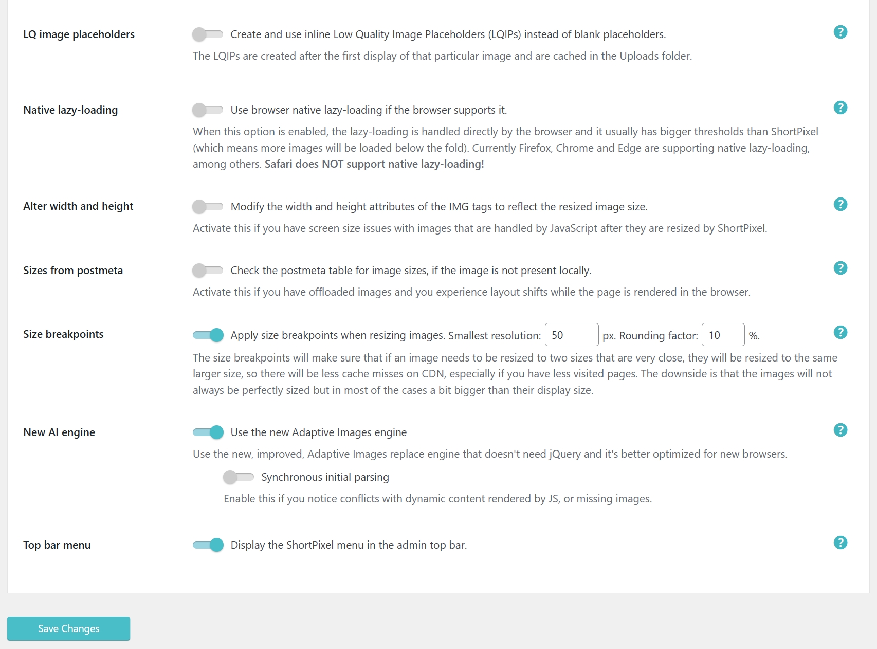 ShortPixel Adaptive Images settings - Behaviour - ShortPixel Knowledge Base