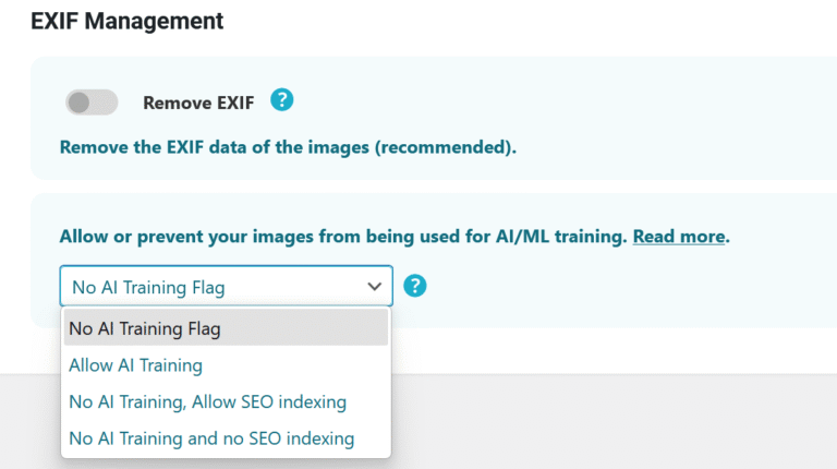 Settings - AI/ML Training Usage Control - ShortPixel Knowledge Base